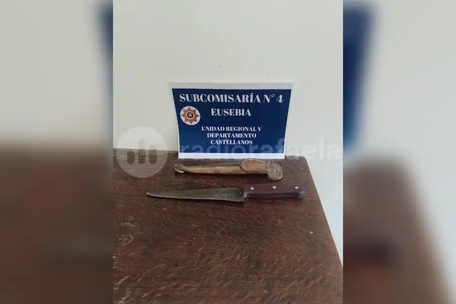Amenazas: la policía encontró un cuchillo en una requisa en zona rural de la región