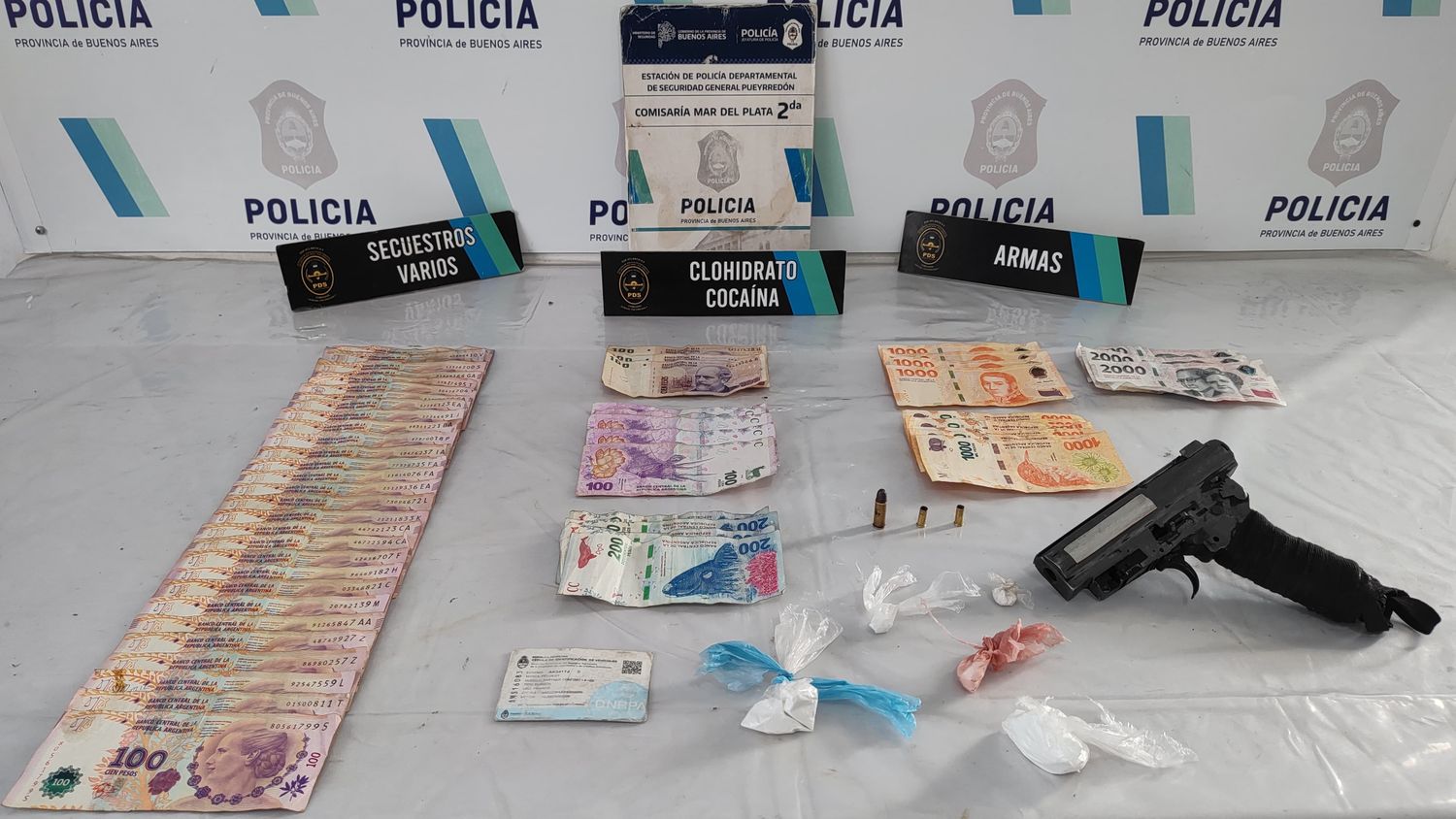 Investigación por un auto robado terminó con cinco detenidos, secuestro de un arma y cocaína