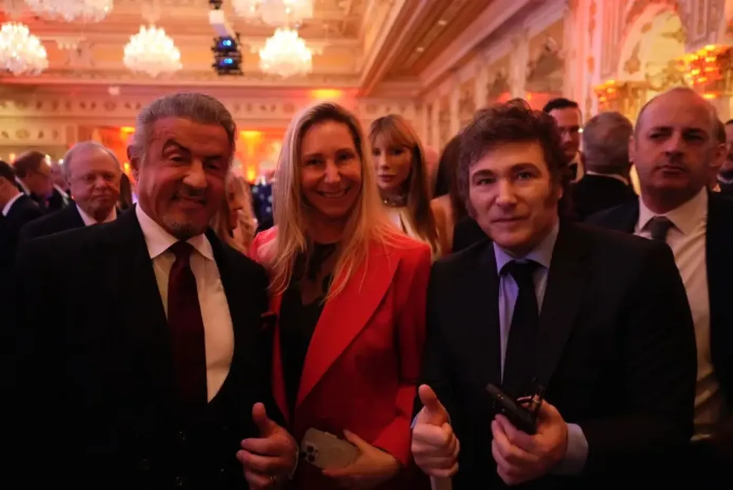 Javier Milei celebró con Donald Trump, Elon Musk y hasta Sylvester Stallone