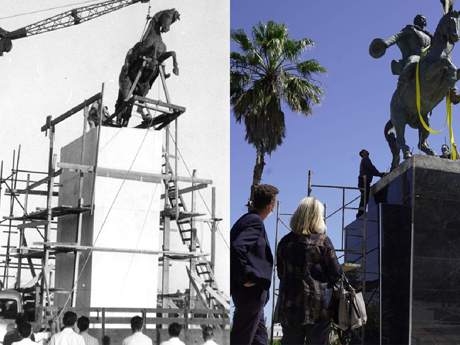 San Martín y Bustos, motivo de curiosidad popular al ser elevados a sus pedestales