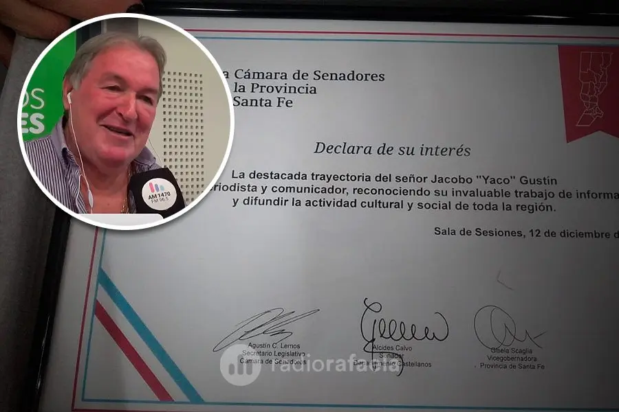 La cámara de Senadores reconoció a “Yaco” Gustín por su trayectoria: “Estas son caricias para el alma”