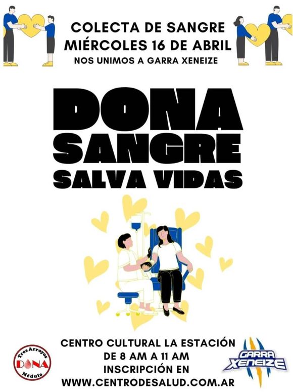 Garra Xeneize y Tres Arroyos Dona Médula se unen para una nueva colecta de sangre