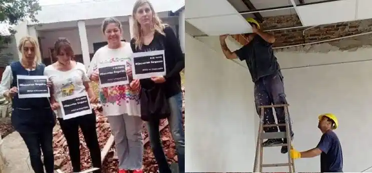 Papelón del FUDB: Ésta es la escuela en obra en cuyos escombros docentes reclamaron por "seguridad edilicia"