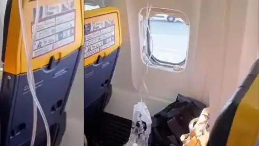 La ventanilla se habría roto por el impacto de un fragmento del motor.