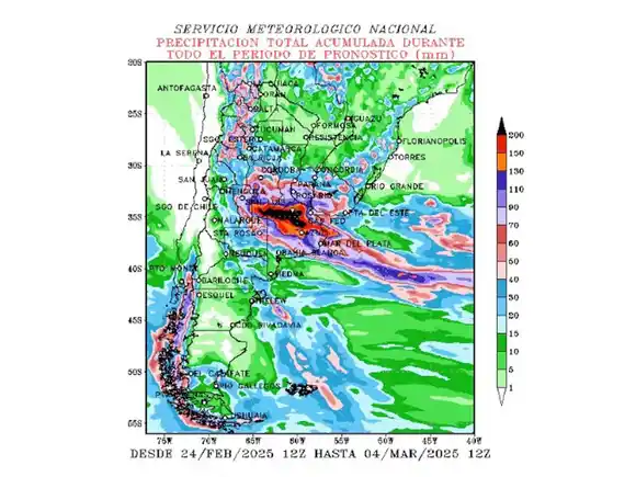 Emitieron informe por abundantes lluvias para Entre Ríos