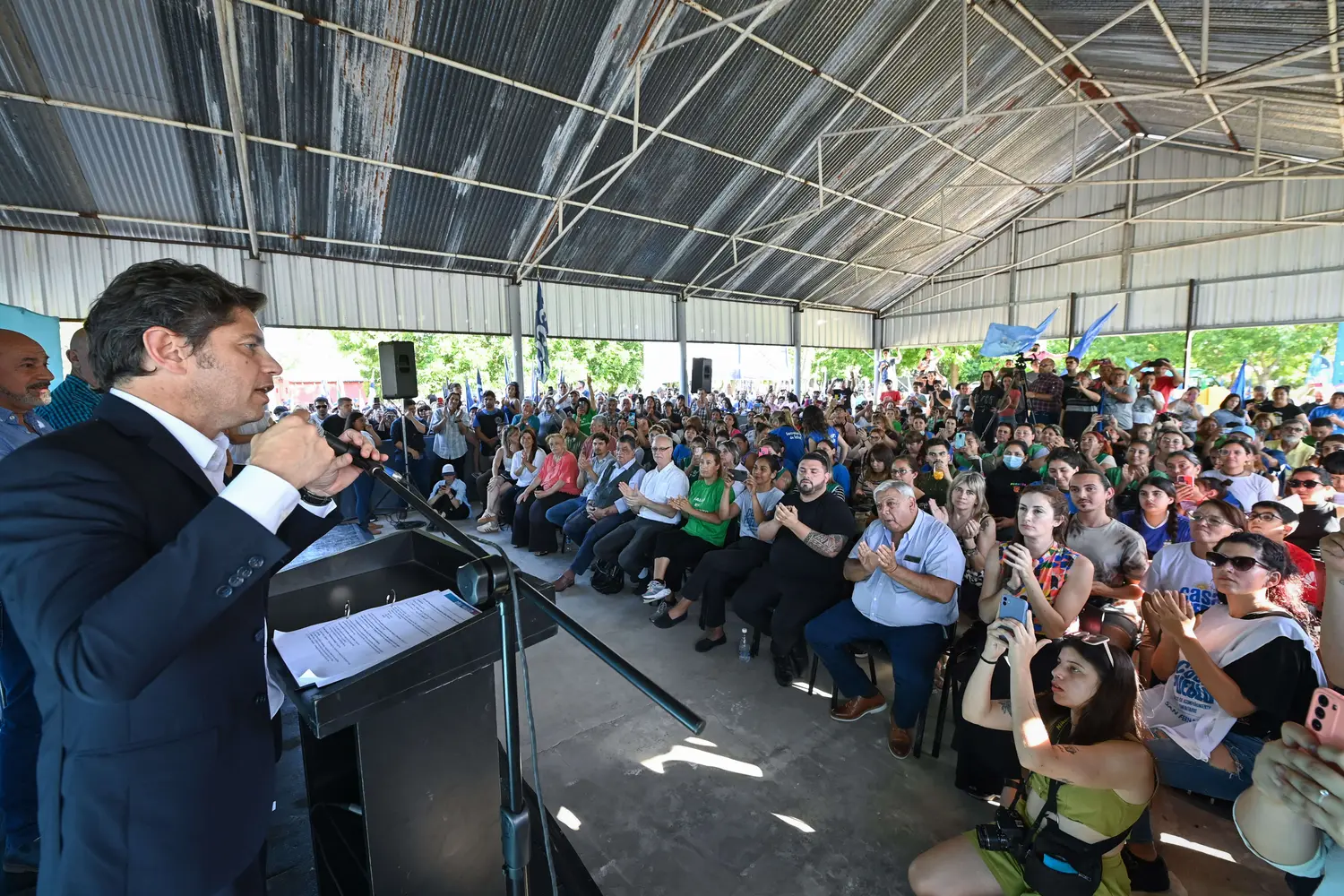 Kicillof durante el acto en Punta Lara (Ensenada).