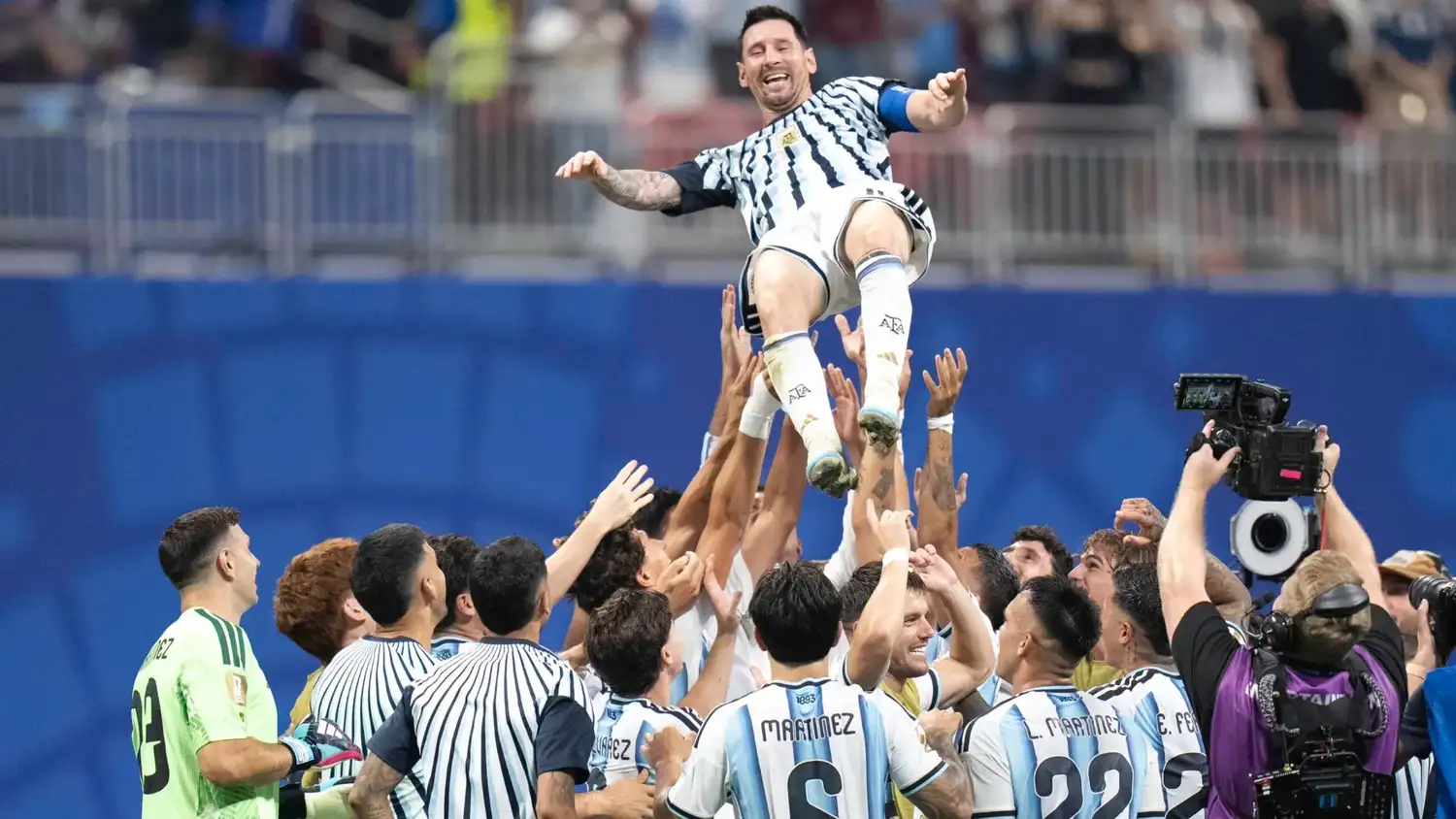 El festejo final ante Egipto, con Messi como protagonista.