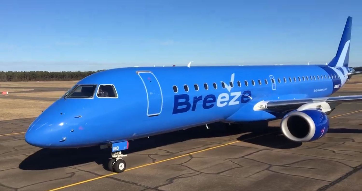 Breeze Airways, la nueva ultra low cost de EEUU, recibió su primer Embraer E190