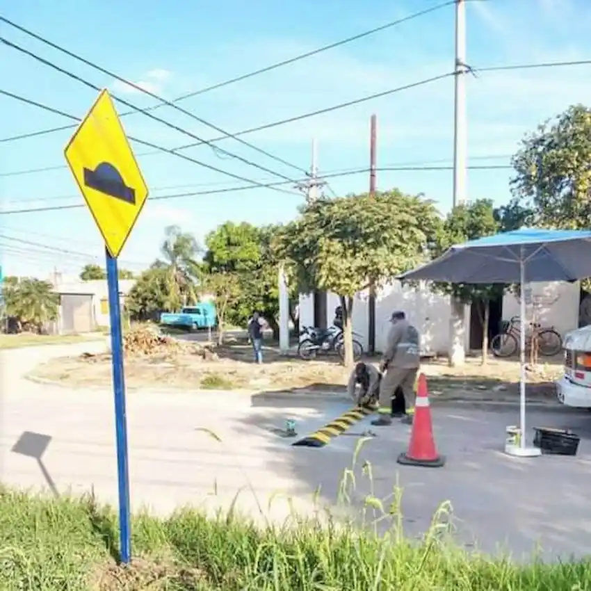 Instalan nuevos reductores de velocidad en sectores estratégicos