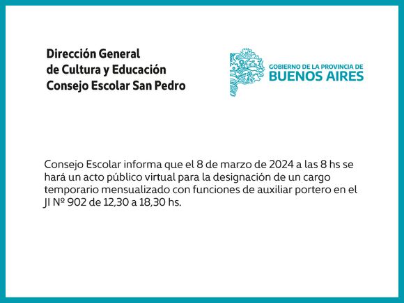 Consejo Escolar San Pedro: Designación de cargo temporario