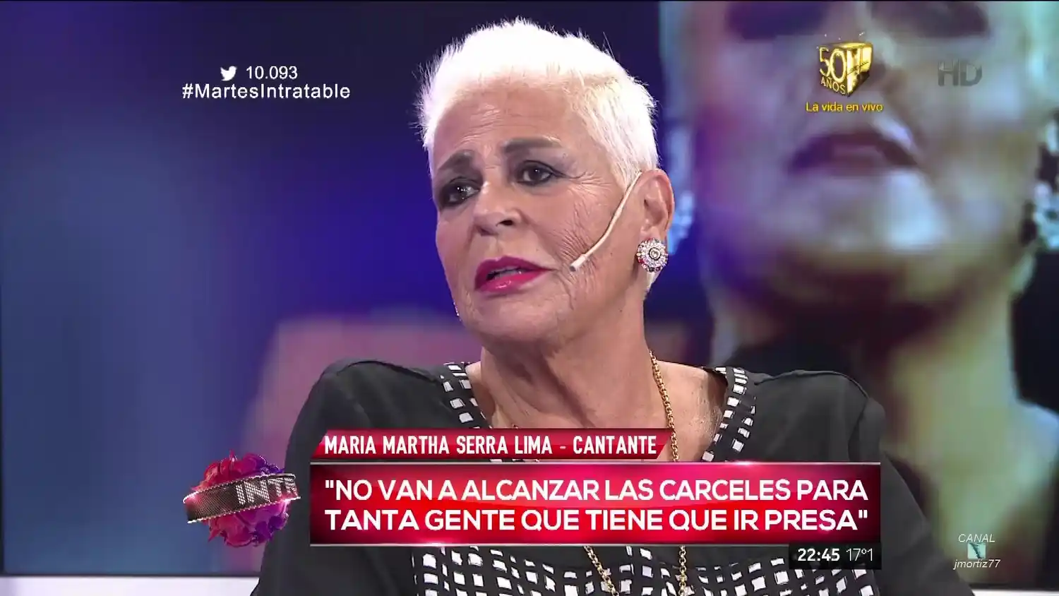 La participación de Serra Lima en Intratables: "Estoy de acuerdo con la pena de muerte"