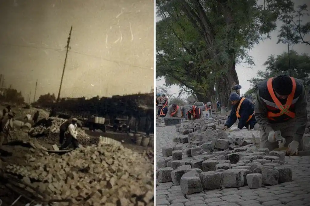 Ayer y hoy, el adoquinado entre el amor y el odio | Crédito: Archivo Municipalidad de Rafaela