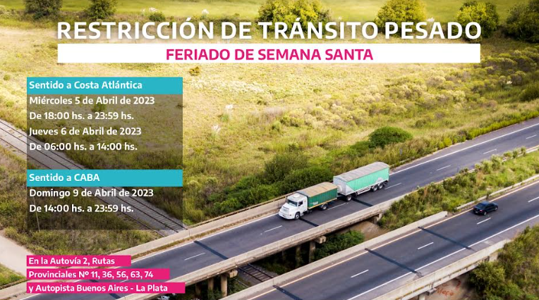 Restricción de camiones en rutas de Provincia de Buenos Aires por Semana Santa