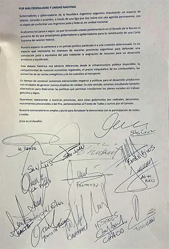 Por más federalismo y unidad nacional