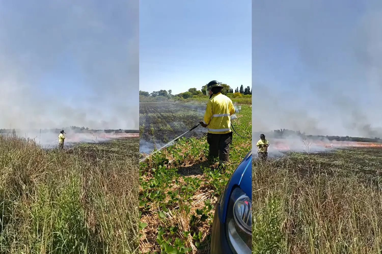 Los Bomberos Zapadores sofocaron un incendio de rastrojos de trigo en un campo de Rafaela