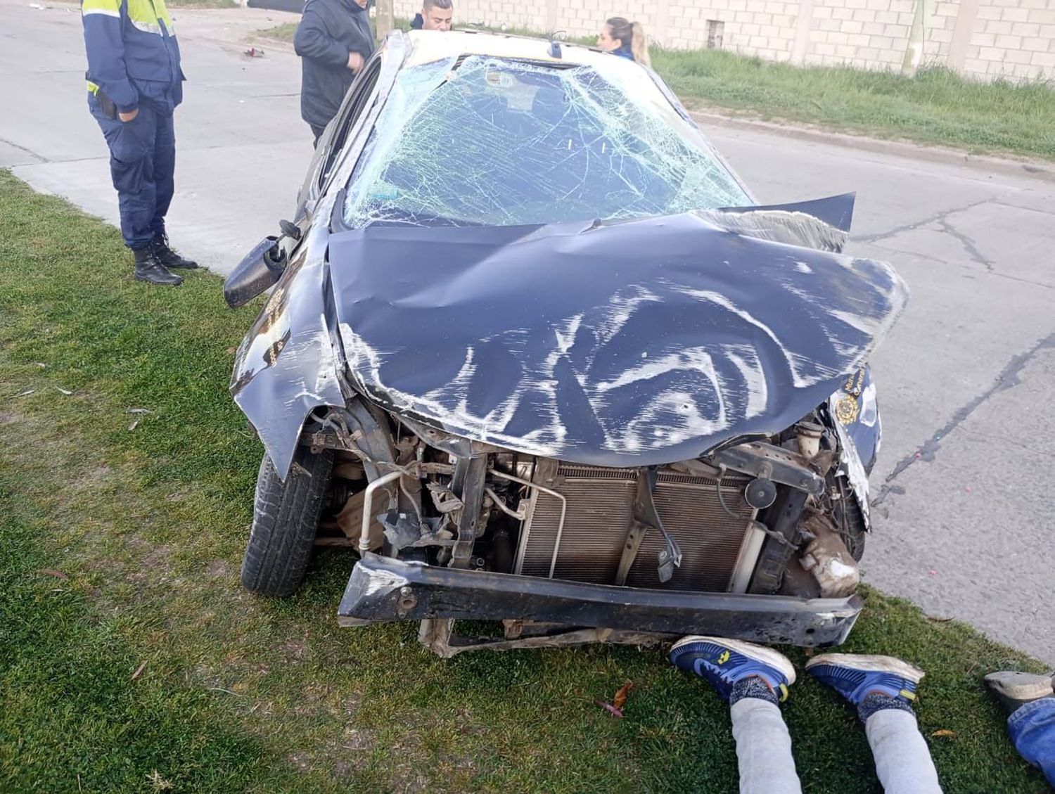 Así quedó el auto tras la persecución.