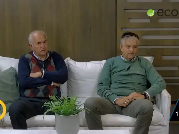 Los martilleros Gustavo Rivero y Enrique Alewaerts en los estudios de EcoTV.