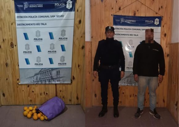 Río Tala: joven detenido tras robar una bolsa de 20 kilos de naranjas