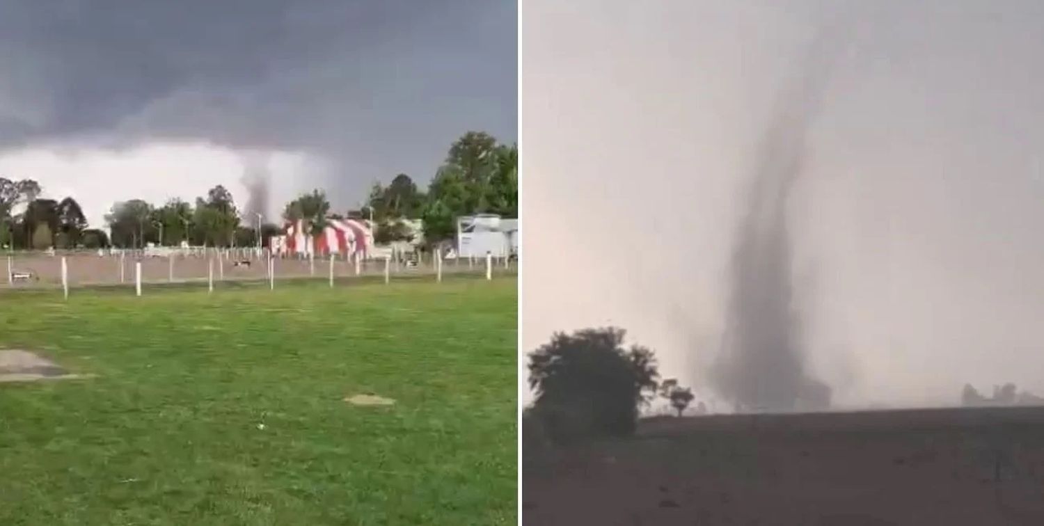 Desde el Aeroclub de Marcos Juárez, a 5km de la zona urbana, se pudo observar el oscuro y amenazante torbellino. Gentileza