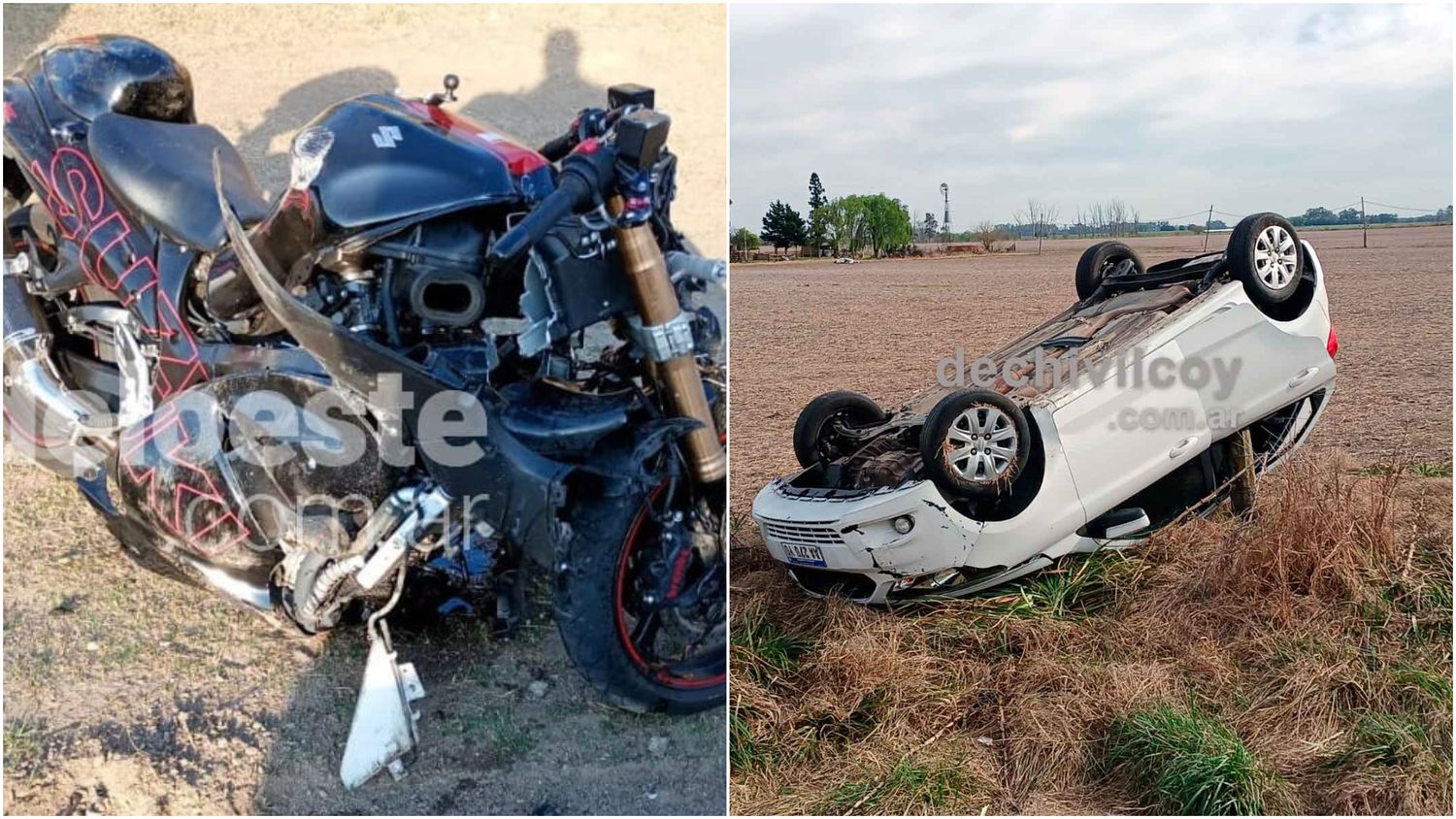 Peligro en Ruta 5: Motociclista murió tras un choque frontal y más tarde una mujer volcó su auto en Chivilcoy