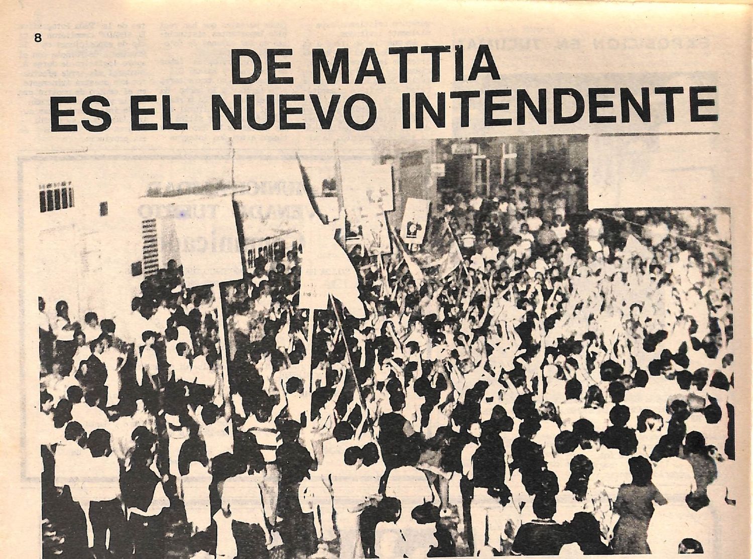 Algarabía en los festejos de la UCR venadense en la noche del 30 de octubre de 1983.