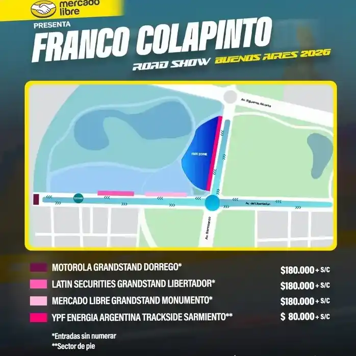 Cuánto salen las entradas para ver a Colapinto en Buenos Aires: precios y detalles del road show