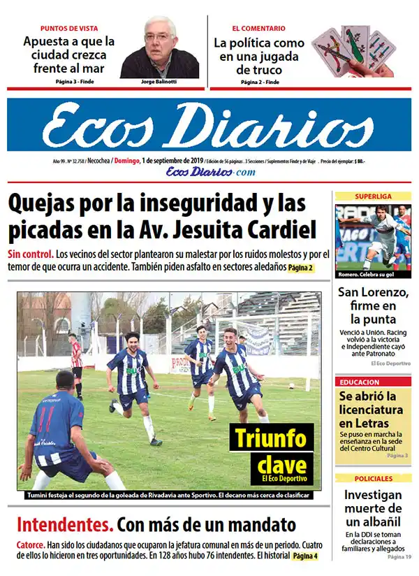 Tapa del 1 de septiembre de 2019