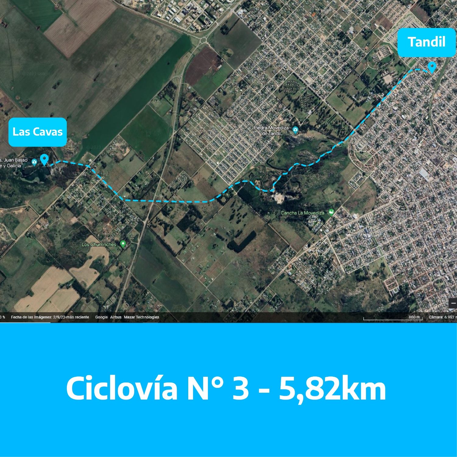 Se extiende 5,82 kilómetros con finalización en Cerro Leones.