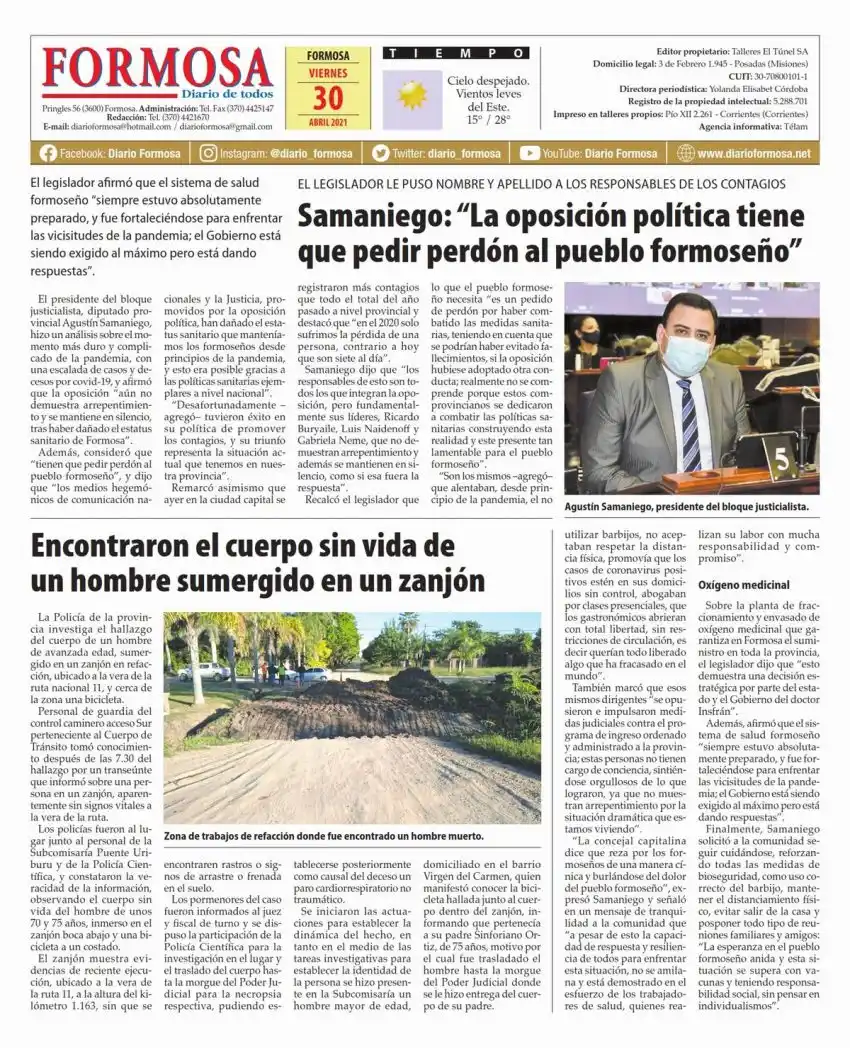 Tapa y Contratapa 30 de abril de 2021