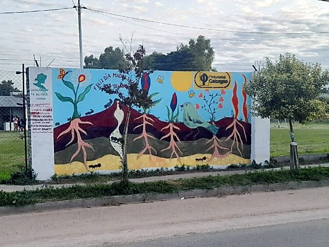 La obra fue plasmada sobre un muro del club Sportiva.