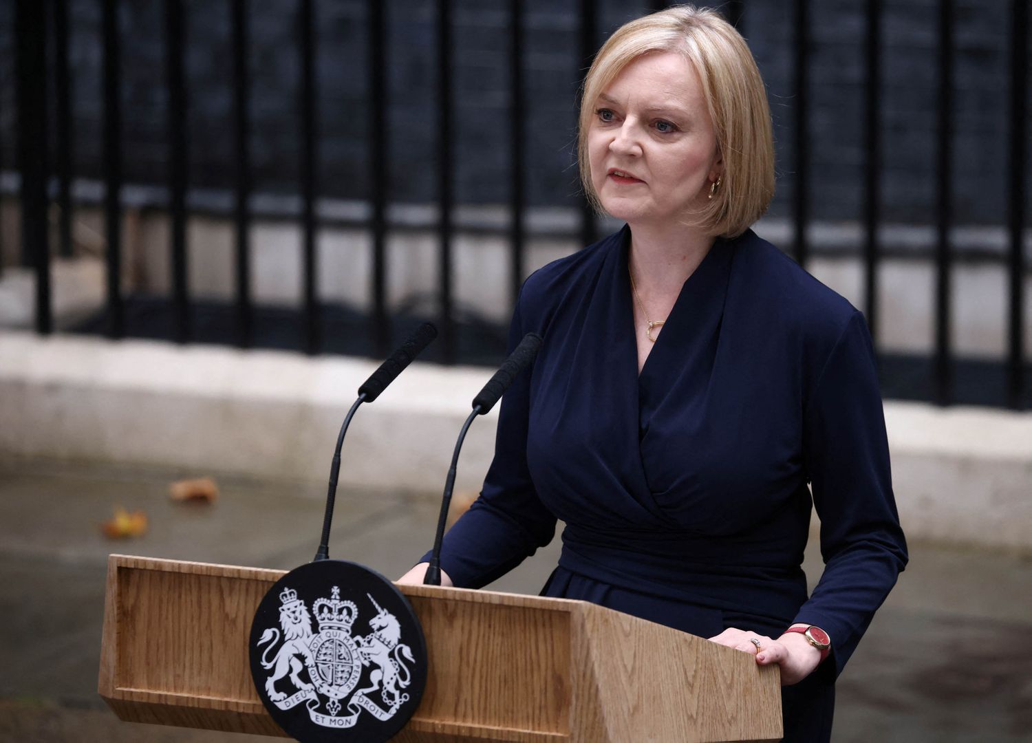 Liz Truss dio su discurso en la sede del Ejecutivo y residencia oficial.