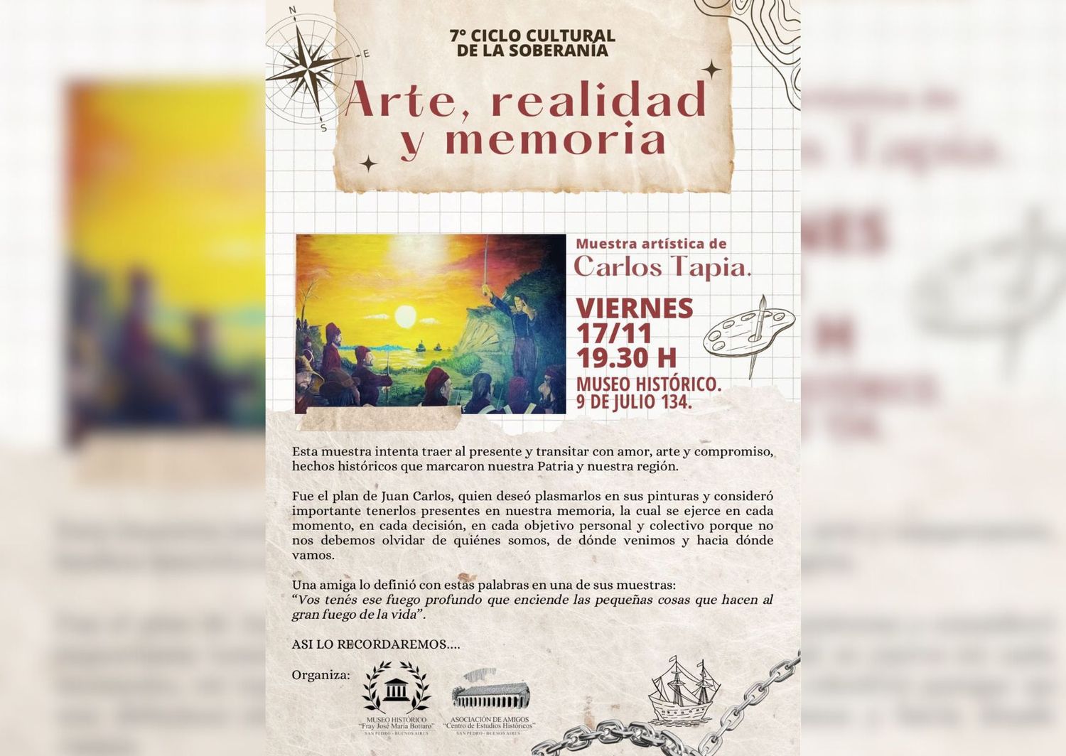 “Arte, realidad y memoria”: inauguran muestra artística homenaje a Juan Carlos Tapia 
