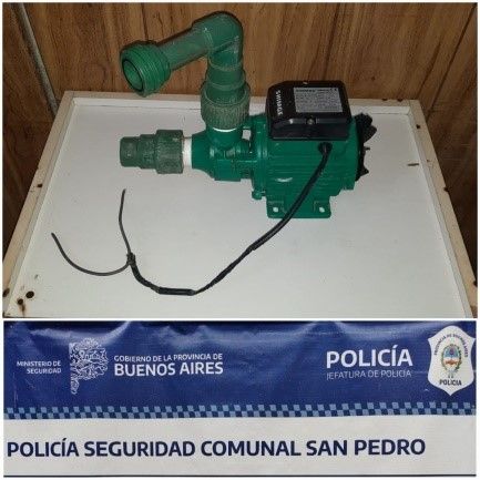 Fue atrapado por la policia con una bomba de agua cables y caños robados en una casa