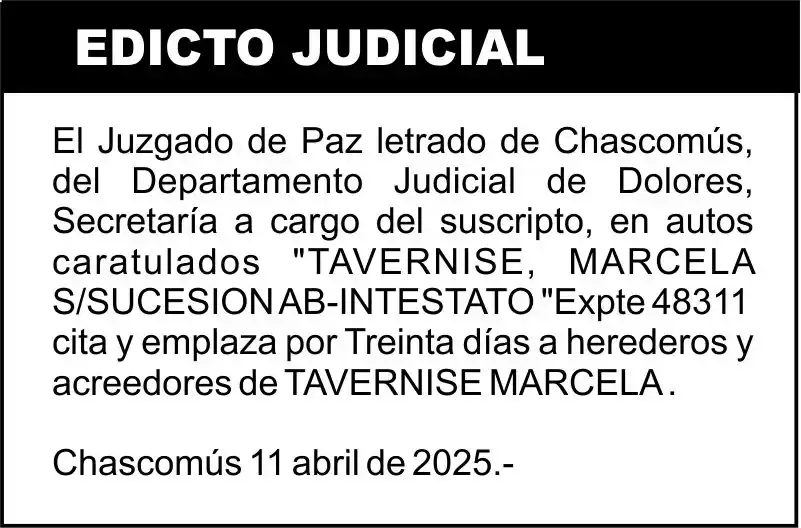TAVERNISE, MARCELA S/SUCESION AB-INTESTATO