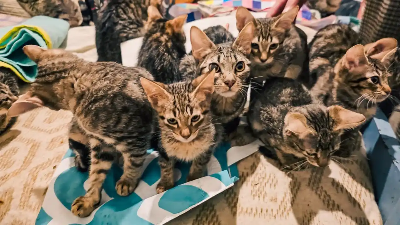 Los felinos rescatados por Zoonosis en el domicilio que se encontraba usurpado en Mar del Plata.