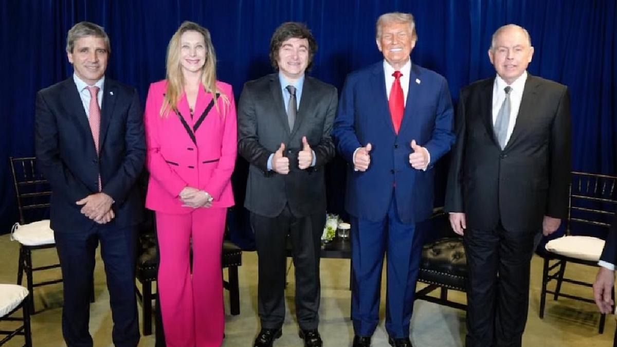 Luis Caputo, Karina Milei, Javier Mieli, Donald Trump y Gerardo Werthein.