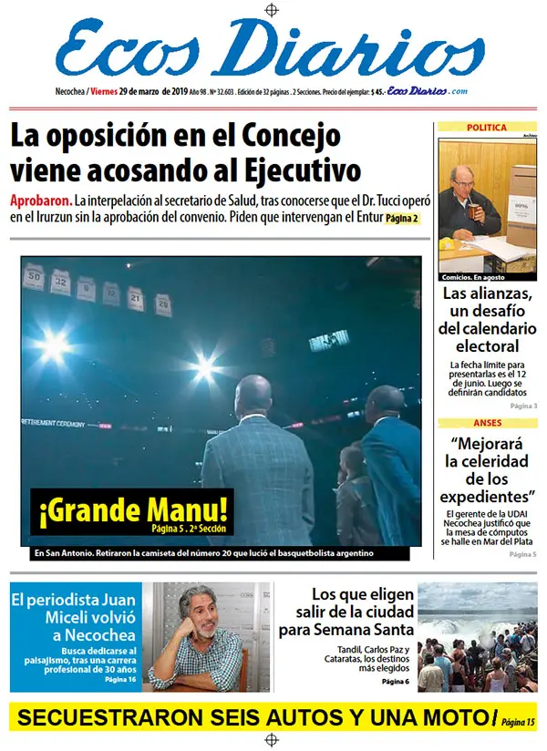 Tapa del 29 de marzo de 2019