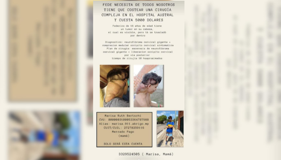 Piden colaboración para la operación de un joven de 16 años