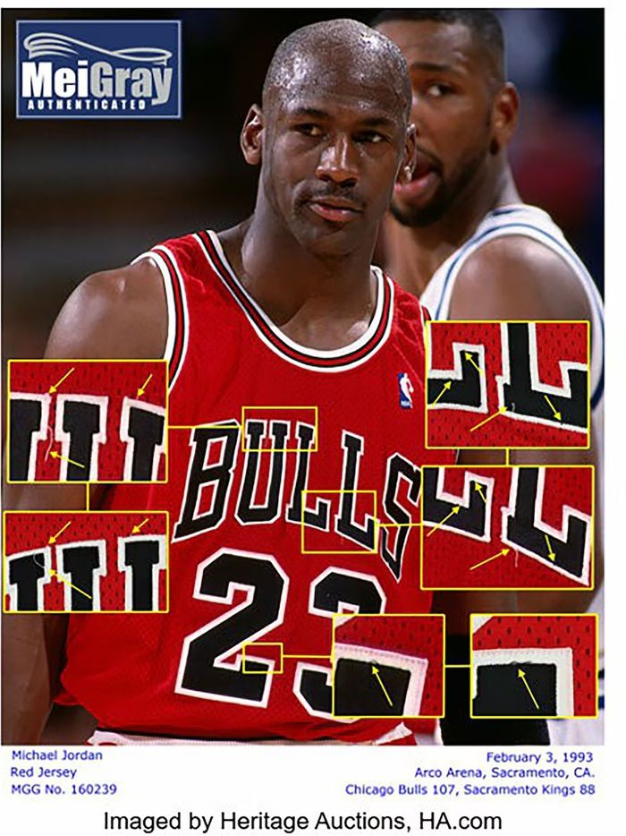 Más pruebas de la autenticidad de la camiseta que utilizó Jordan (Heritage Auctions)