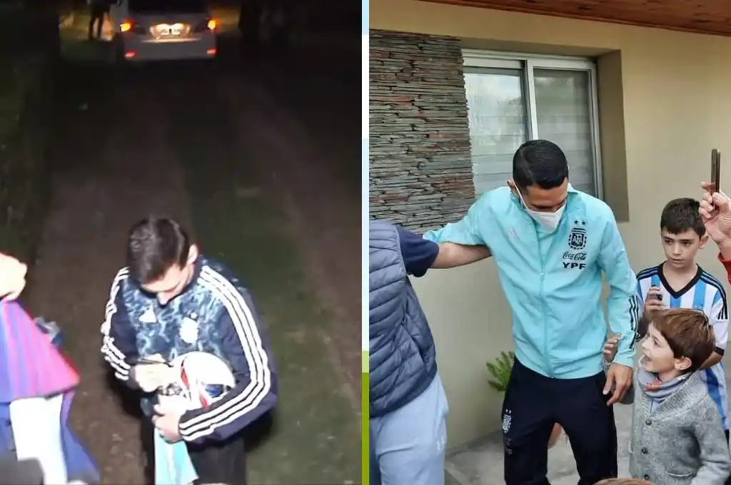 Messi y Di María respondieron a la gente con fotos y autógrafos