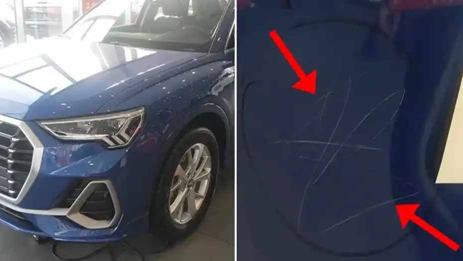 Fue a una concesionaria y su hija de 3 años rayó 10 autos de alta gama