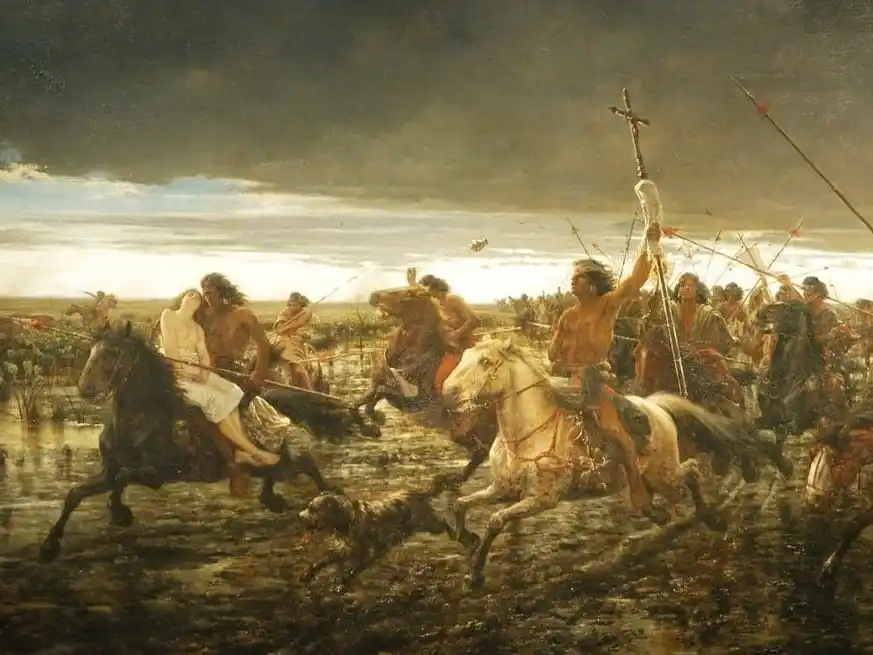 Fragmento de “La vuelta del malón” de Ángel Della Valle. Foto: Museo Nacional de Bellas Artes