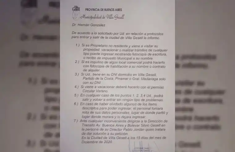 Turismo con pandemia en Provincia: En Gesell aclaran cuáles son los requisitos de ingreso