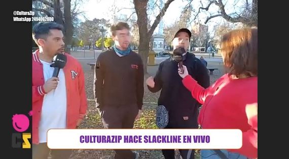¿Qué es el slackline? El deporte que los chicos de Cultura Zip practicaron en la plaza del centro