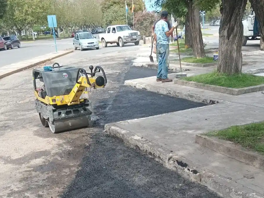 Se realizan tareas de bacheo, poda y señalización en bulevares del microcentro