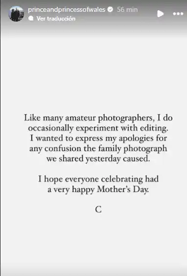 Cate se disculpó por la gráfica. Foto Instagram