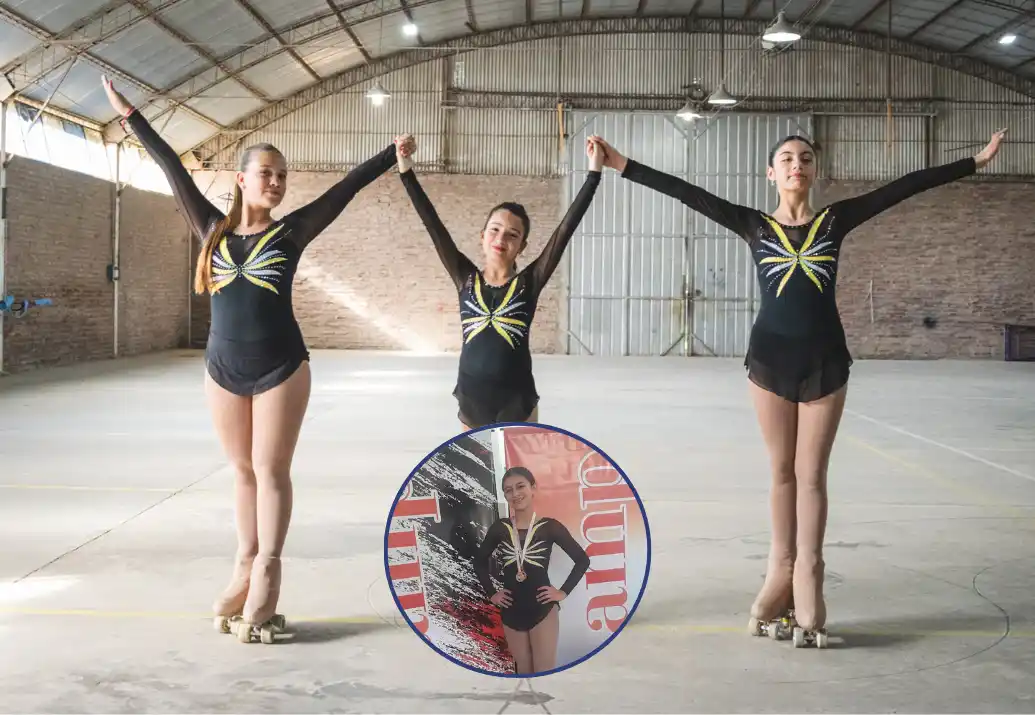 Las cuatro patinadoras que viajaran a Santa Fe representando a Olimpo