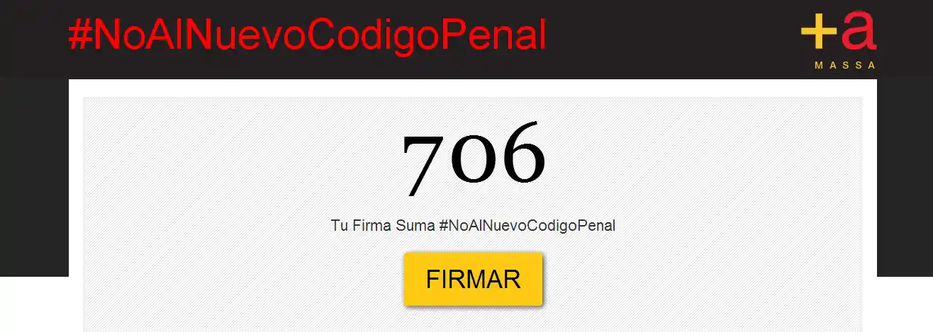 Reforma Código Penal: Massa comenzó a juntar firmas