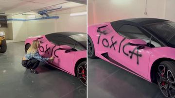 Wanda Nara graffiteó su Lamborghini rosa con un aerosol y dejó un fuerte mensaje: mirá el video