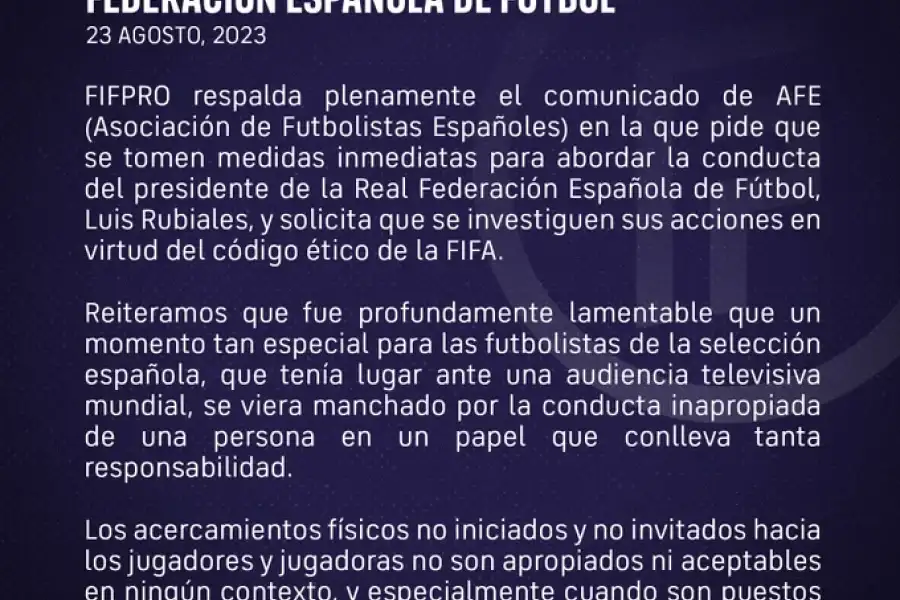 Counicado de FIFPRO